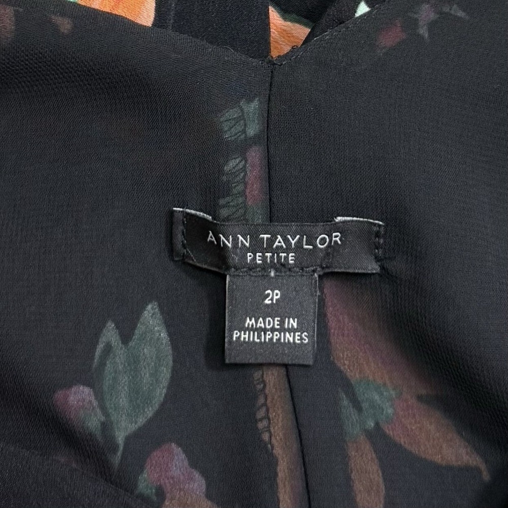 Ann Taylor Dress Women's 2P Black Multicolor Garden Floral Pleated Sundress - Picture 5 of 8